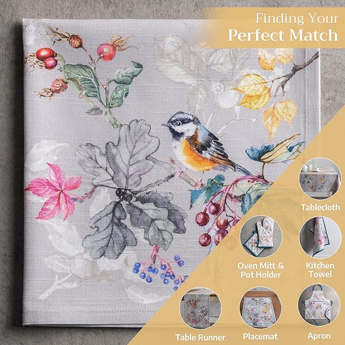 Maison d' Hermine Cloth Napkins Set of 4 100% Cotton for Thanksgiving Christmas Decorations Everyday Reusable Square Fall Napkins Cloth Washable Dinner Party (Equinoxe - Grey, 20"x20")