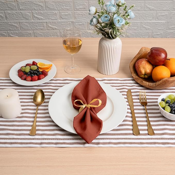Blue Needles Solid Cloth Napkins Set of 6 Rust 100% Cotton Dinner Napkins 18x18 inches - Soft, Reusable, Absorbent & Washable Linen, Ideal for Spring Summer Easter Events Parties & Everyday Use