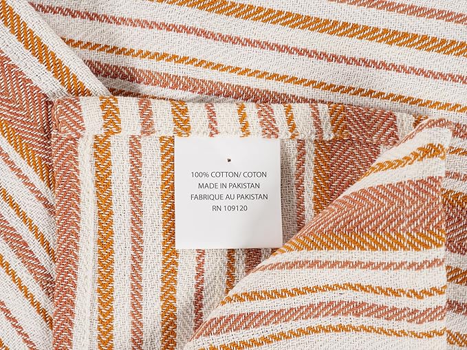 KAF Home Assorted Flat Kitchen Towels - Set of 10, 18 x 28 Inch (Orange)