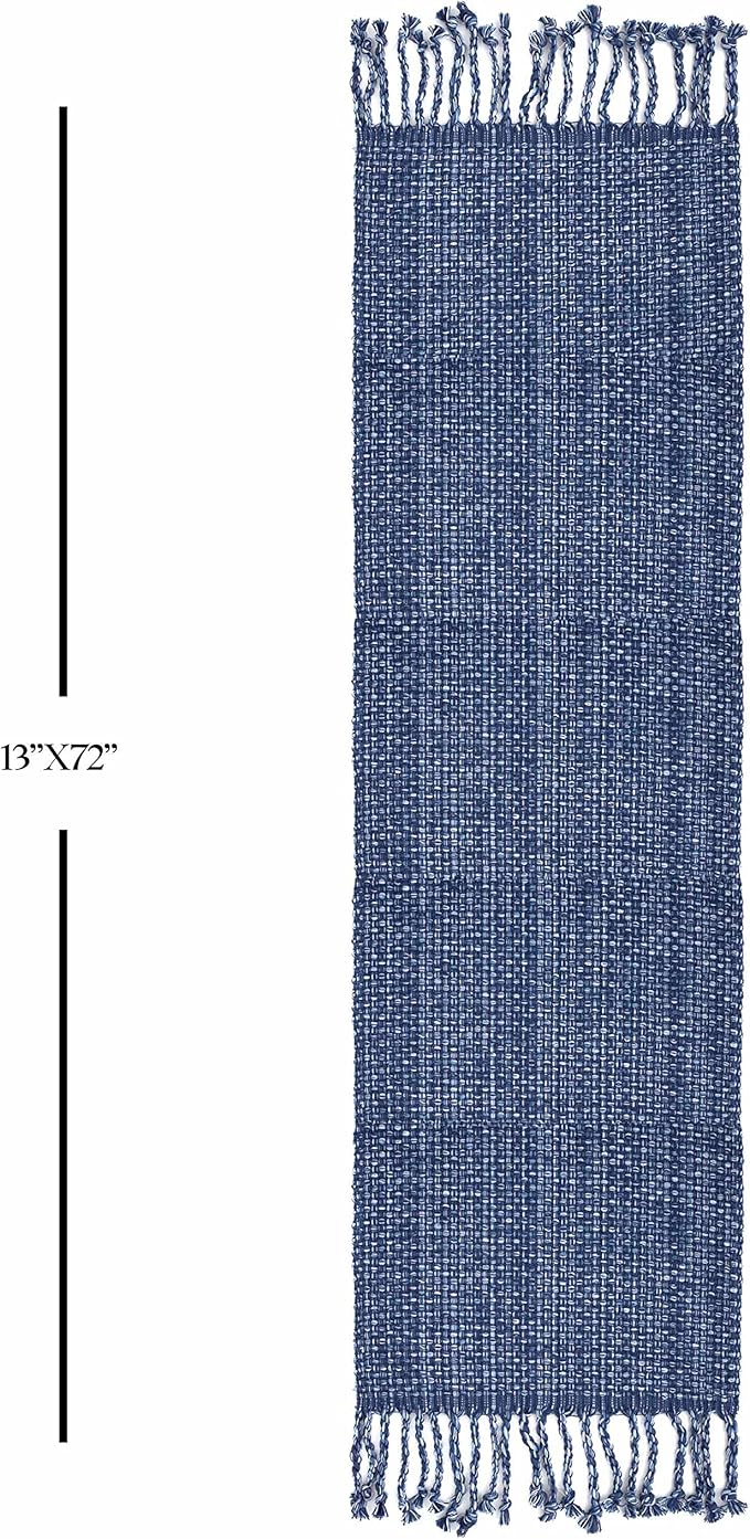 100% Cotton Table Runner for Dining Room Tables Rectangle Two Tone Woven Fabric 72" x 13" Soft Durable Table Runner, Dark Blue - (Pack of 1)