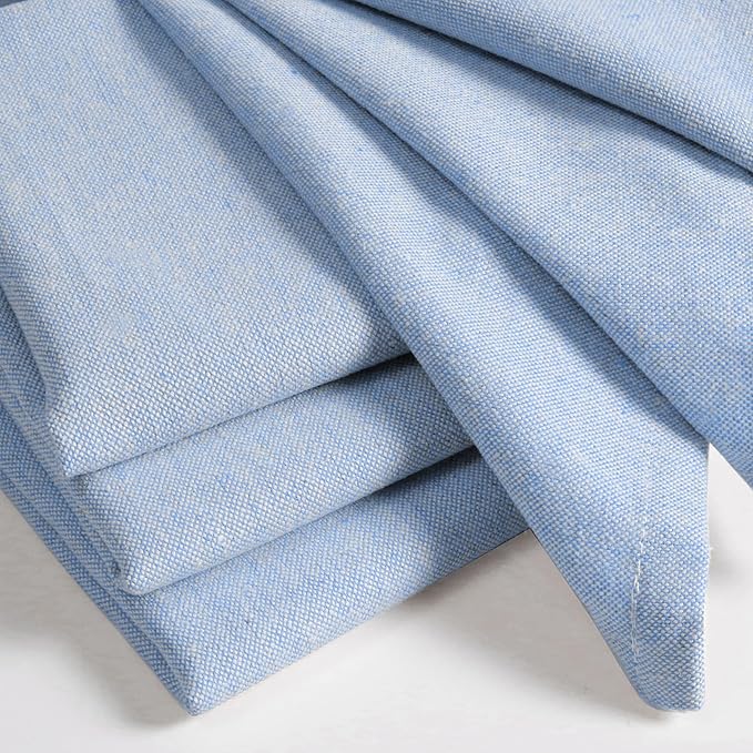 Native Fab Spring Easter Cloth Napkins - Set of 4 (17x17) 100% Cotton - Textured Chambray Pastel Blue - Soft, Absorbent, Washable, Reusable Everyday Use, Baby Shower, Dinner, Sunday Brunch, Sky Blue