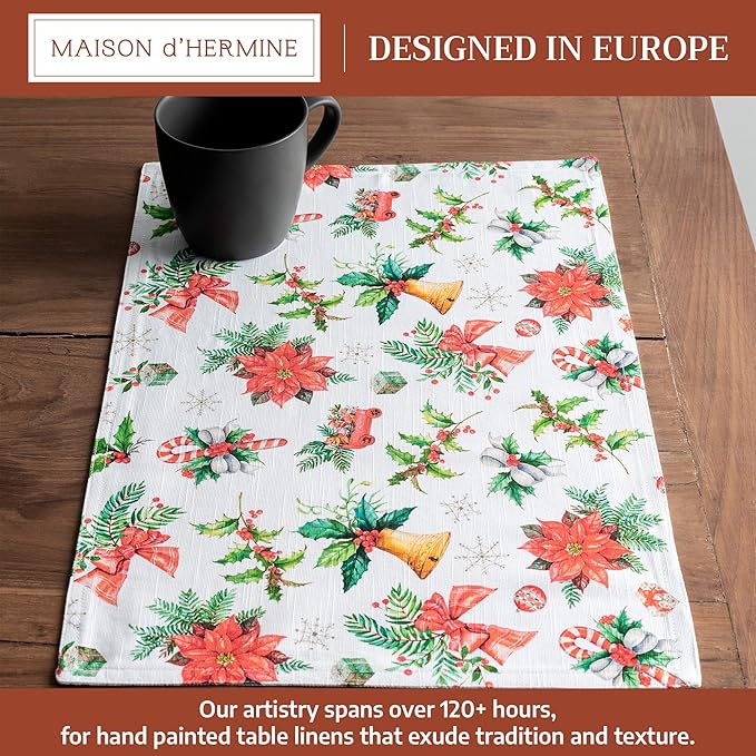 Maison d' Hermine Placemats Set of 4 100% Cotton Washable Cloth Place Mats, Reusable Table Mats for Thanksgiving Christmas Decorations Kitchen Dining Party Wedding Restaurant (Chromo, 13" x 19")