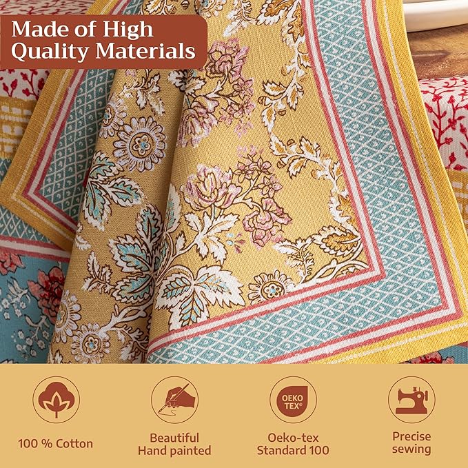 Maison d' Hermine Cloth Napkins Set of 4 100% Cotton Everyday Reusable Square Napkins Cloth Washable Dinner Party Wedding Restaurant Gifts for Mothers Day Spring/Summer (Marquise, 20" x 20")