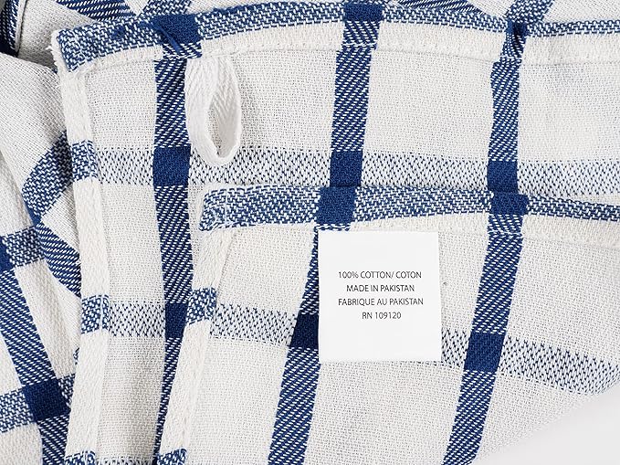 KAF Home Assorted Flat Kitchen Towels - Set of 10, 18 x 28 Inch (Navy)
