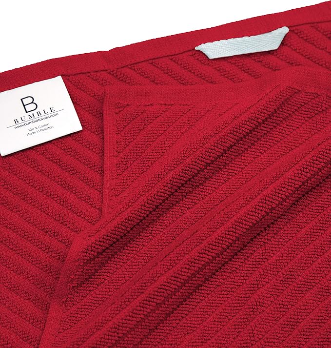 Premium Kitchen Towels (16”x 25”, 6 Pack) | Large Cotton Kitchen Hand Towels | Dish Towels | Diagonal Weave Design | 445 GSM Highly Absorbent Tea Towels Set with Hanging Loop | Red