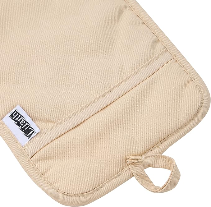 Silicone Pot Holders for Kitchen, Set of 3, Heat Resistant to 500°F, Non-Slip Wave Texture with Pocket & Hanging Loop, 7" x 9" Hot Pads for Cooking, Baking & Counter Protection (Milkshake Tan)