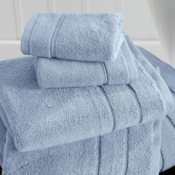 Springtree Home Luxury Turkish Cotton Bath Towels | 100% Turkish Cotton | Premium Bath Towels | Ultra Soft Thick Plush & Highly Absorbent | Luxury Hotel & Spa Quality Bathroom Towels | Blue Fog