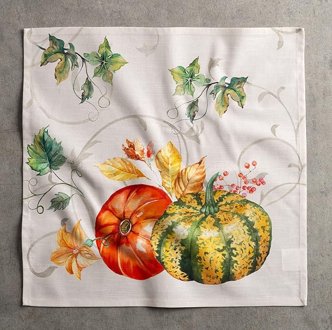 Maison d' Hermine Cloth Napkins Set of 4 100% Cotton for Thanksgiving Christmas Decorations Everyday Reusable Square Fall Napkins Cloth Washable Dinner Party (Lumina, 20"x20")
