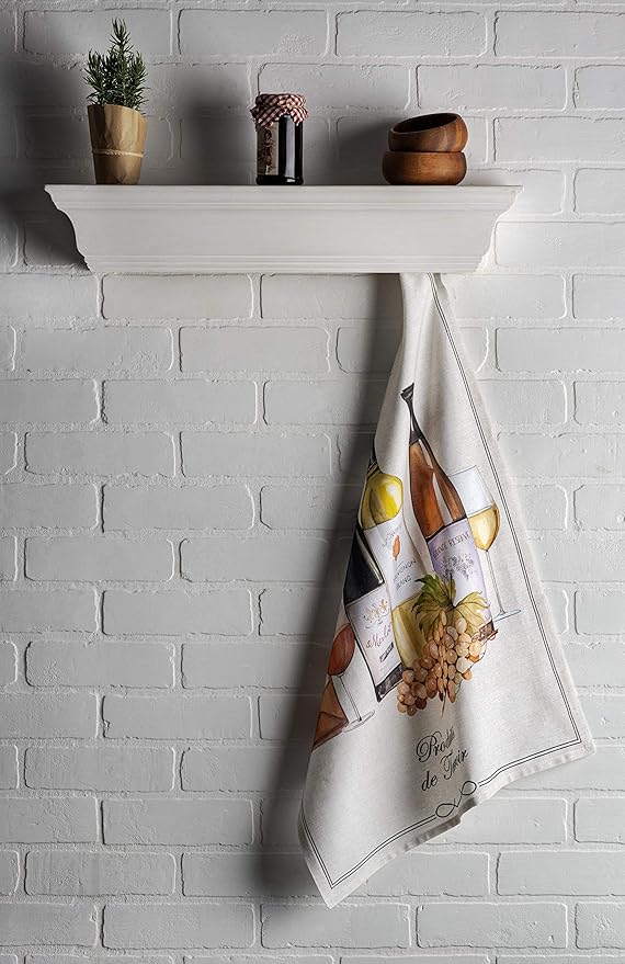 Maison d' Hermine Kitchen Towels Set of 3 100% Cotton 27.50" x 20" Reusable Cloth Tea Dish Towels Absorbent with Hanging Loop for Kitchen Gifts for Mothers Day Spring/Summer (Terroir)