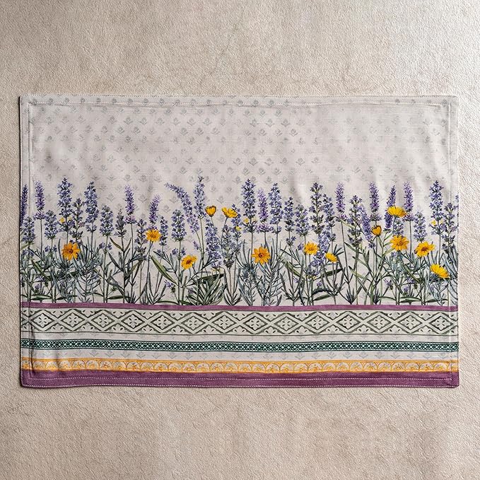 Maison d' Hermine Placemats Set of 4 100% Cotton Washable Cloth Place Mats Reusable Table Mats for Kitchen Dining Party Wedding Gifts for Mothers Day Spring/Summer (Fanny Lavender, 13" x 19")