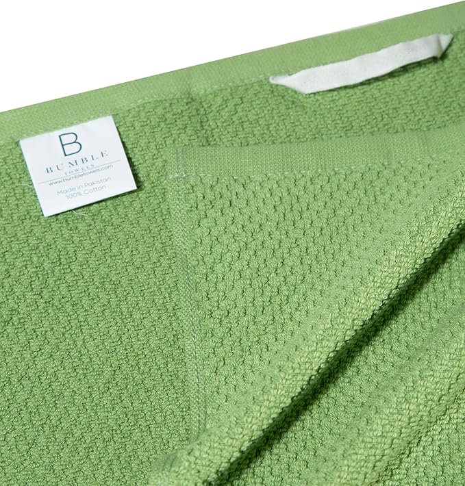 Premium Kitchen Towels (16”x 26”, 6 Pack) | Large Cotton Kitchen Hand Towels | Popcorn Striped Design | Dish Towels | 430 GSM Highly Absorbent Tea Towels Set with Hanging Loop | Sage