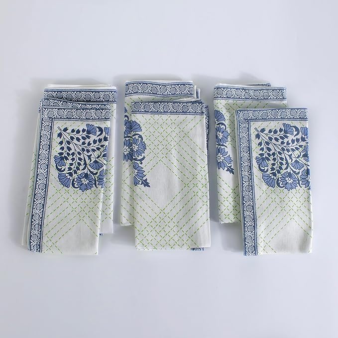 FINGERCRAFT Cloth Napkins, Set of 4 Cotton Linen Blend Printed Dinner Napkins Cloth Mitered Corner Perfect for Parties Dinners Weddings Cocktail Christmas Easter 20x20 Mesh Banquet