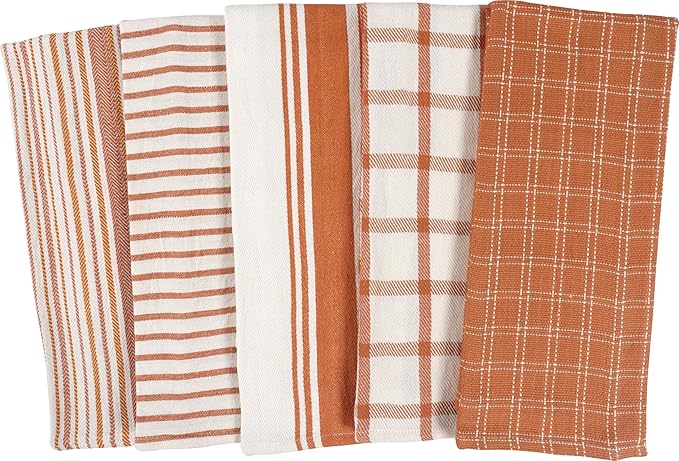 KAF Home Assorted Flat Kitchen Towels - Set of 10, 18 x 28 Inch (Orange)