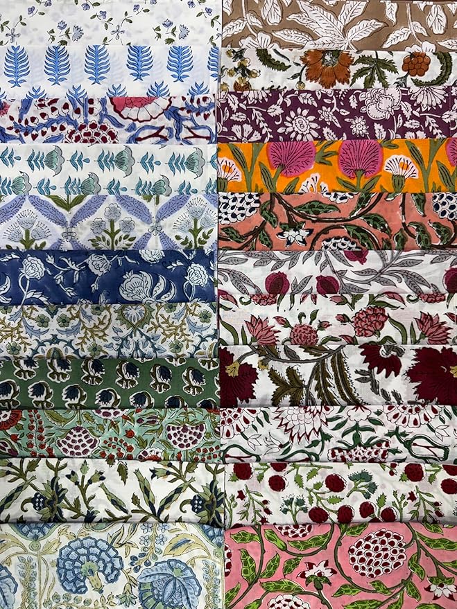 Napkins, Kitchen Towels, Table Decor, Table Linen, Cotton Cloth Border Napkins, Size 18"x 18", Hand Block Print Lunch, Dinner Napkins (Random Mix, Set of 8-18x18 Inch)