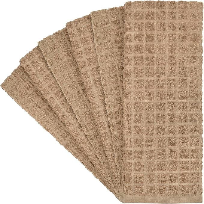 Bumble Kitchen Towels (6 Pack) | 16” x 28” | 100% Cotton Kitchen Towels | 385 GSM | Soft, Highly Absorbent & Durable Dish Towels for Kitchen | Tan