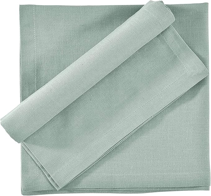 FINGERCRAFT Cloth Napkins, Cotton Linen Mitered Corner Soft Durable Washable Napkins Cloth 12 Pack, 20x20 inch Premium Quality for Home Hotel Parties Christmas Wedding Dinner Aqua Easter Color