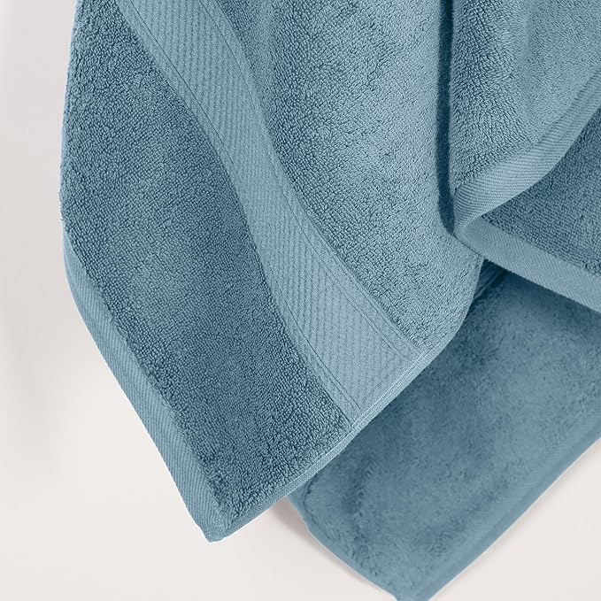 Superior Solid Egyptian Cotton Bath Towel Set, 30" x 55", Denim Blue, 2-Pieces