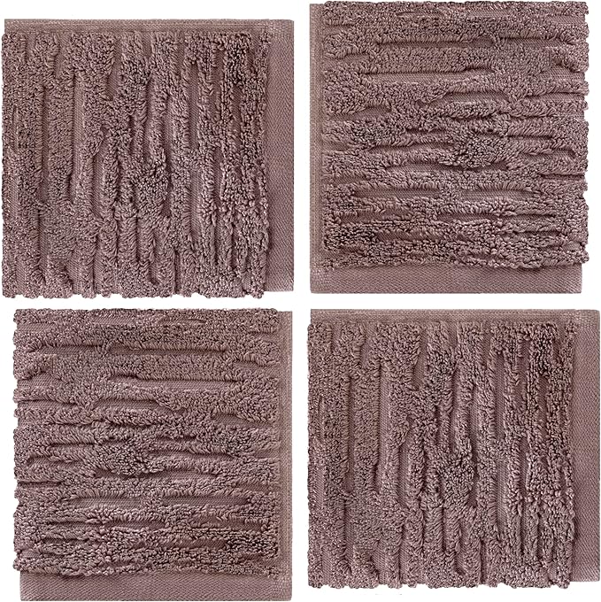 SKL Home CloudSoft Cotton Luxury 4-Piece Washcloth Set, Soft Plum