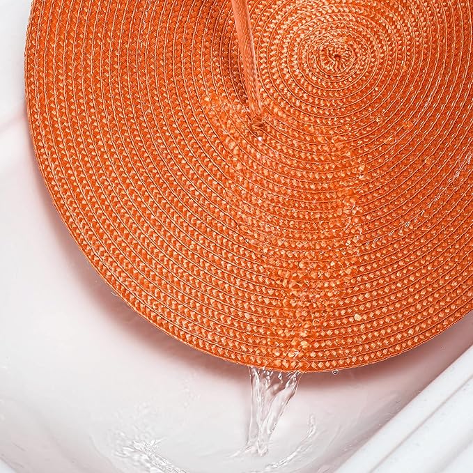 AHHFSMEI Round Placemats Set of 6 Heat Resistant Washable Non-Slip Woven Braided Table Mats for Dining Table Kitchen & Home Decor (Orange)