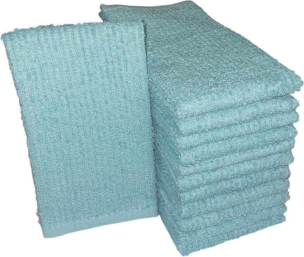 100% Cotton Ribbed Bar Mops Kitchen Towels, 12 Pack - Dish Towels, Super-Absorbent, Multi-Purpose for Home, Kitchen, and Bar Cleaning, 16 x 19 inches.