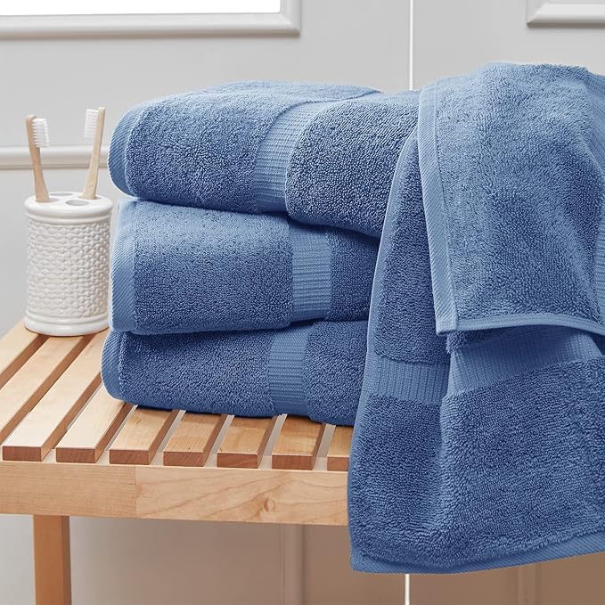 Towel Bazaar Premium Cotton Super Soft and Absorbent Turkish Towels (4-Piece Extra Large Bath Towels, Wedgewood)