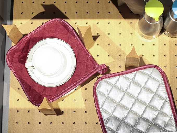 Pot Holders Cotton Made Machine Washable Heat Resistant Potholder, Pot Holder, Hot Pads, Trivet for Cooking and Baking (5, Ruby)