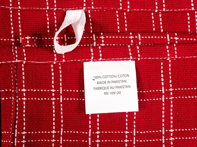 KAF Home Assorted Flat Kitchen Towels - Set of 10, 18 x 28 Inch (Red)