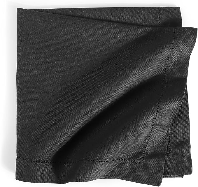 FINGERCRAFT Cloth Napkin Hemstitched 20x20 Inch Generous Picot Hem, Mitred Corner, Everyday Use Premium Quality High GSM and Good Absorbency Set of 12 Easter Color Black