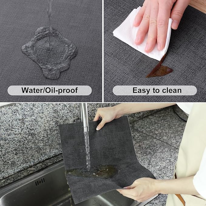 Homaxy Faux Leather Heat Resistant Placemats for Dining Table Set of 12, Waterproof Wipeable Washable PU Table Mats, Easy to Clean Anti-Slip Place Mats, 11.8" x 17", Dark Grey
