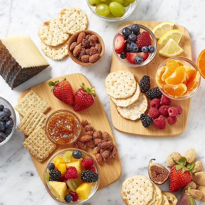 FARBERWARE 4-Piece Reversible Bamboo Cutting Board and Charcuterie Set,Assorted Sizes,Durable Wood Serving Boards for Cheese,Meats,and Prep,(Pack of 4)