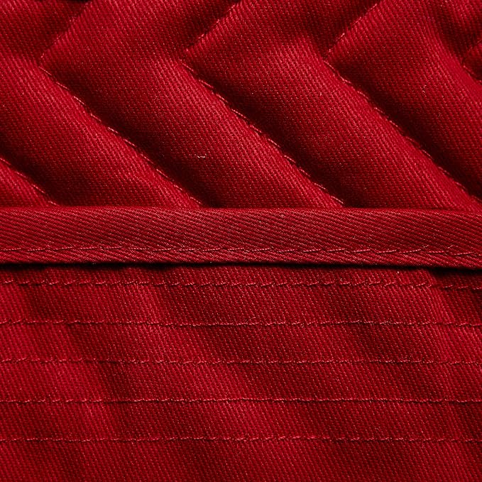 DII Heat Resistant Quilted Cotton Pot Holder Set, Designed with Space to Personalize Allowing a Customized Design, 7x9, Red, 3 Count