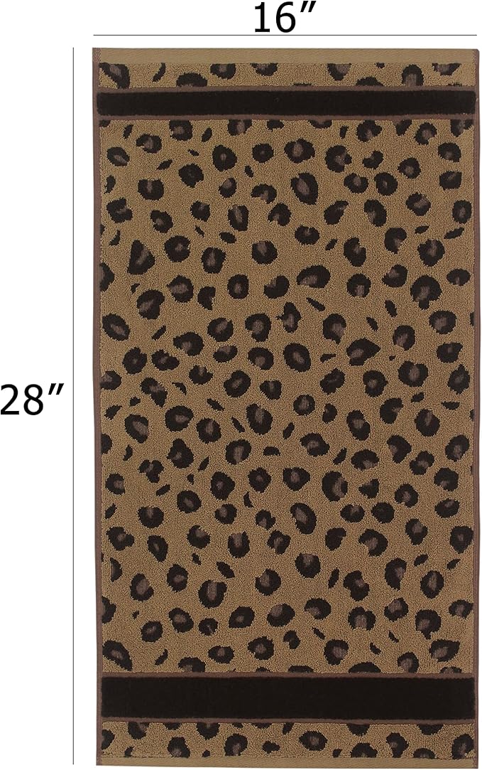 COTTON CRAFT Hand Towels - Set of 4 Animal Print Cheetah Leopard Africa Safari Decorative Hand Towel - 100% Cotton Jacquard Luxury Guest Towel - Soft Quick Dry Absorbent Bathroom Face Towel - 16 x 28
