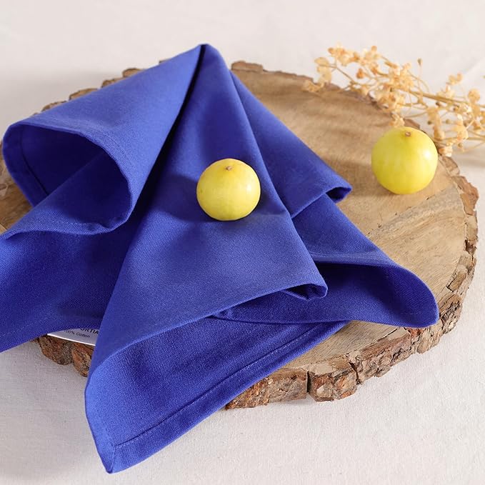 Cloth Napkins Set of 12 Solid Dinner Napkins 18x18 Inch, 100% Cotton, Soft Absorbent Reusable Washable Durable Napkin, Decorations, Restaurant, Wedding & Table Décor - Ink Blue