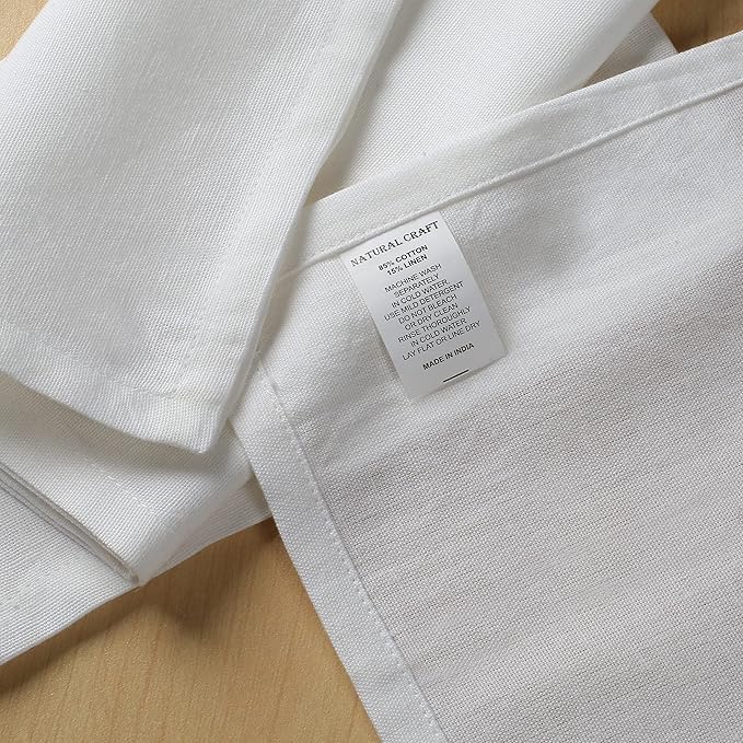 NATURALCRAFT White Cloth Napkins Set of 12 Cotton Linen Absorbent Soft Durable Easter Reusable and Washable Fabric Napkin -Ideal for Hotel Dinner Farmhouse Party Wedding Dinner Spring Everyday Use