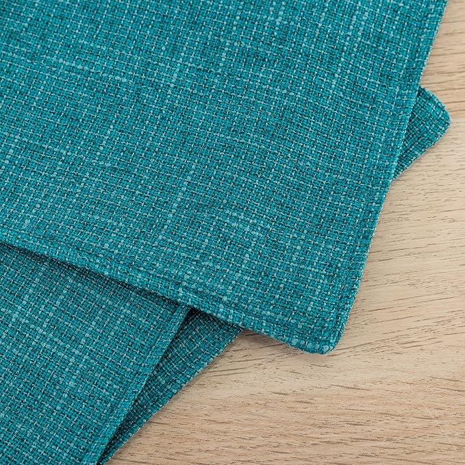 Kevin Textile Burlap Linen Placemats Set of 6 Heat Resistant Dining Table Place Mats Washable Kitchen Table Mats for Dinning Party Holiday Indoor Outdoor, 13 x19 inches,Peacock Blue
