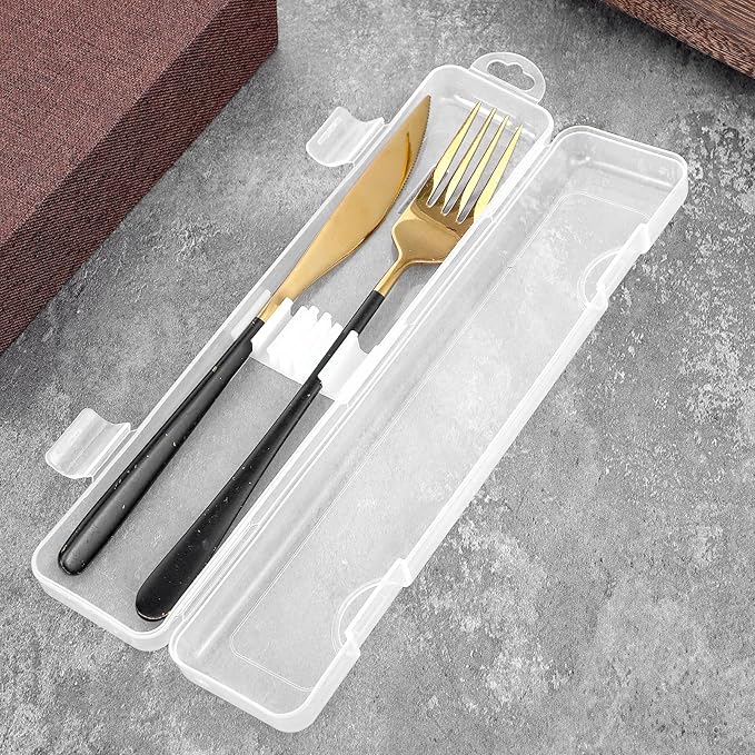 2 Pcs Clear Travel Utensil Holder, Portable Flatware Utensil Box Travel Tableware Storage Case Simple Tableware Storage Case Cutlery Organziers Container for Chopsticks Spoon Fork for Camping Picnic