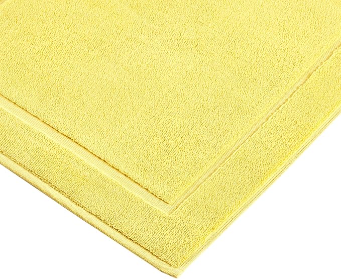 Hawmam Linen Yellow Bath Mats, 21 x 34 inches, Pack of 2-100% Ring Spun Cotton,[Not a Bathroom Rug] Banded Design, Highly Absorbent, Machine Washable for Bathroom Floor Towel