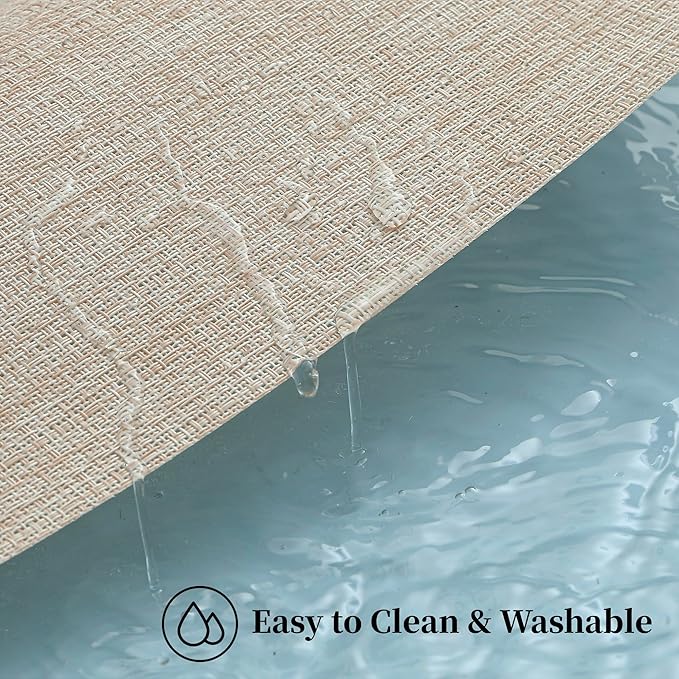 Leetaltree Beige Placemats Set of 24 - Heat Resistant Non-Slip Place mats for Dining Table, Washable Durable PVC Vinyl Woven Table Mats(Beige, 24)