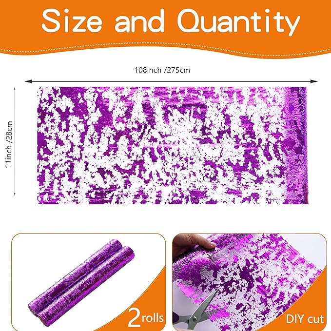 Snowkingdom 2 Pieces Purple Table Runner, Sequin Glitter Foil Metallic Thin Mesh Runners Roll 11"x108" for Romantic Wedding Bridal Shower Birthday Anniversary, Purple Party Table Decorations