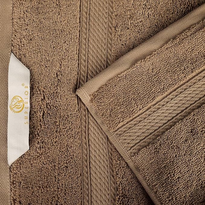 Superior Egyptian Cotton Pile 9 Piece Towel Set, Includes 3 Bath, 3 Hand, 3 Face Towels/Washcloths, Ultra Soft Luxury Towels, Thick Plush Essentials, Guest Bath, Spa, Hotel Bathroom, Latte