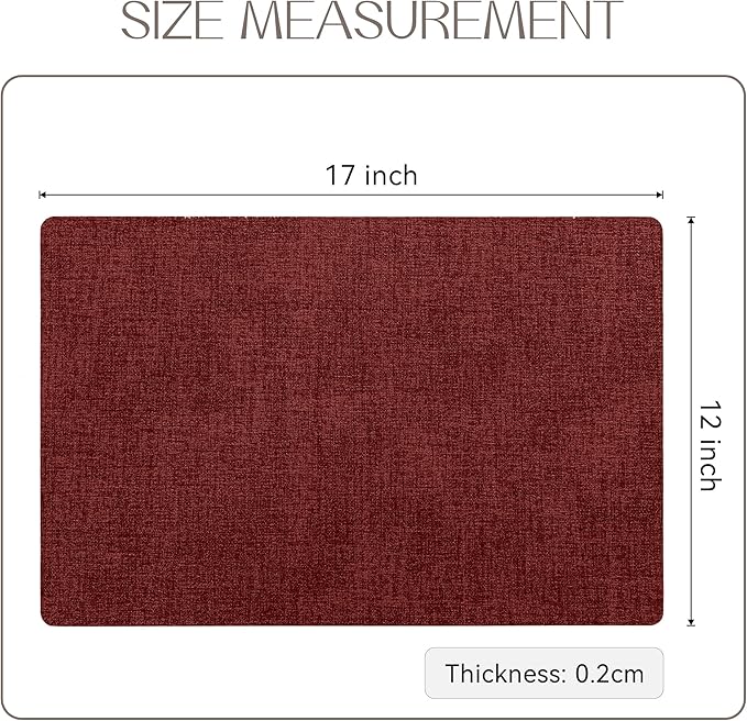 Romanstile Vinyl Placemats Set of 4-12 X 17 Inch - Faux Leather 100% Waterproof Oil-Proof Wipeable Place Mats, Heat Resistant Reversible PU Table Mats for Kitchen Dining Party Outdoor, Red