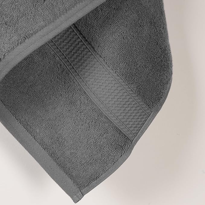 SUPERIOR Egyptian Cotton Pile Bath Towel Set of 2, Ultra Soft Luxury Towels, Thick Plush Essentials, Absorbent Heavyweight, Guest Bath, Hotel, Spa, Home Bathroom, Shower Basics, Charcoal