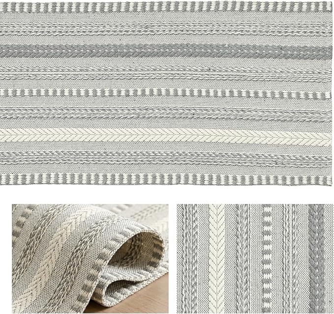 Artoid Mode Dark Grey Farmhouse Woven Table Runner, Seasonal Holiday Rustic Kitchen Dining Table Decoration for Home Party Decor 12x72 Inch