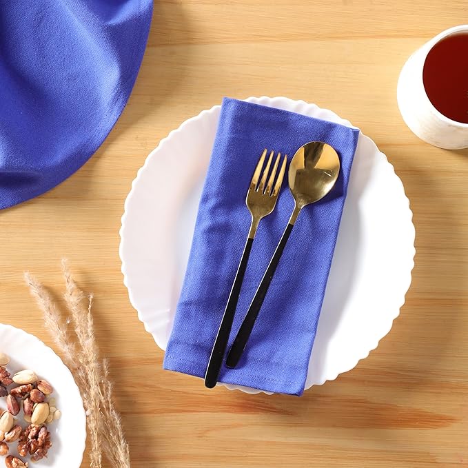 Cloth Napkins Set of 12 Solid Dinner Napkins 18x18 Inch, 100% Cotton, Soft Absorbent Reusable Washable Durable Napkin, Decorations, Restaurant, Wedding & Table Décor - Ink Blue