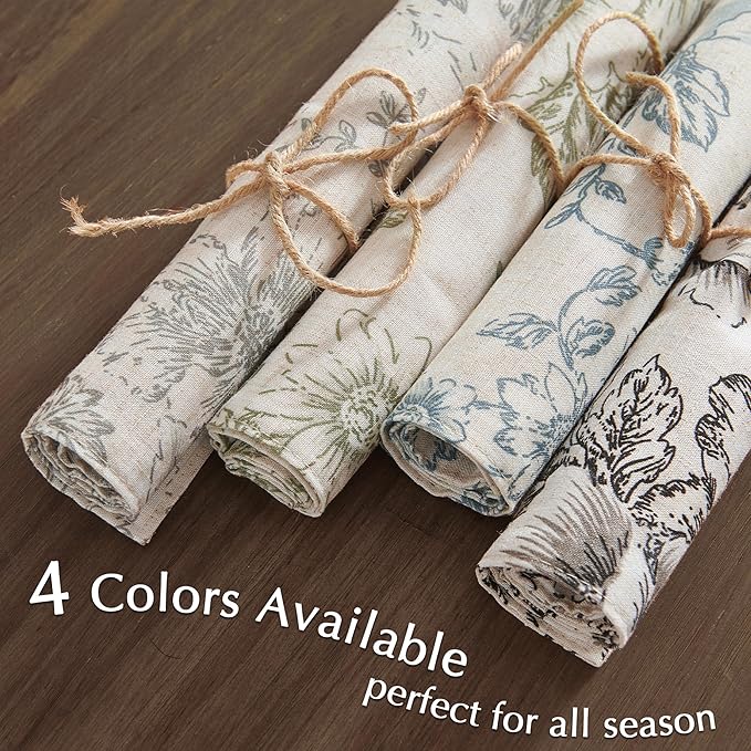 JINCHAN Floral Placemats Set of 4 Farmhouse Linen Placemats Cloth Table Mats Holiday Seasonal Rustic for Kitchen Dining Table Decor Heat Resistant Washable Tablemats 13x19 Inch Gray