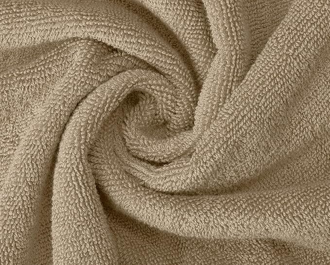 Oakias Premium Towel Set 600 GSM 8 Piece Beige - 100% Ring Spun Cotton Highly Absorbent Towels Set - Super Soft Bathroom Towel Set - Hotel Quality Double Stitched Hem - Ideal for Hotels, Spa, Gyms