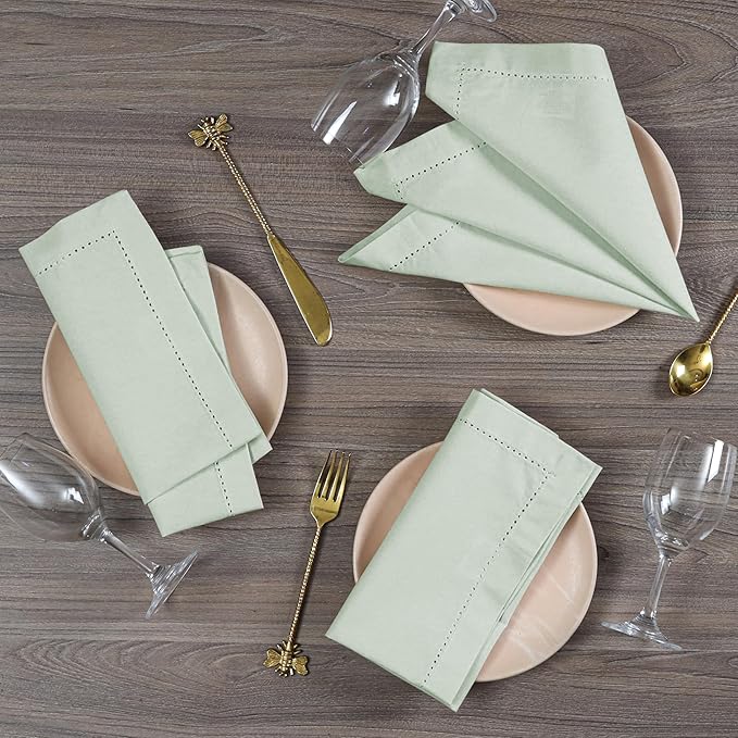 Cotton Cloth Napkins Set of 12, 18x18 Cotton Napkin Cloth Washable, Soft, Reusable Napkins for Wedding, Parties, Christmas, Thanksgiving, Everyday Use (Green) - ALPHA Living HOME