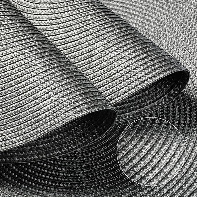 FunWheat Round Braided Placemats Set of 4 Table Mats for Dining Tables Woven Washable Non-Slip Place mats 15inch (Grey, 4pcs)