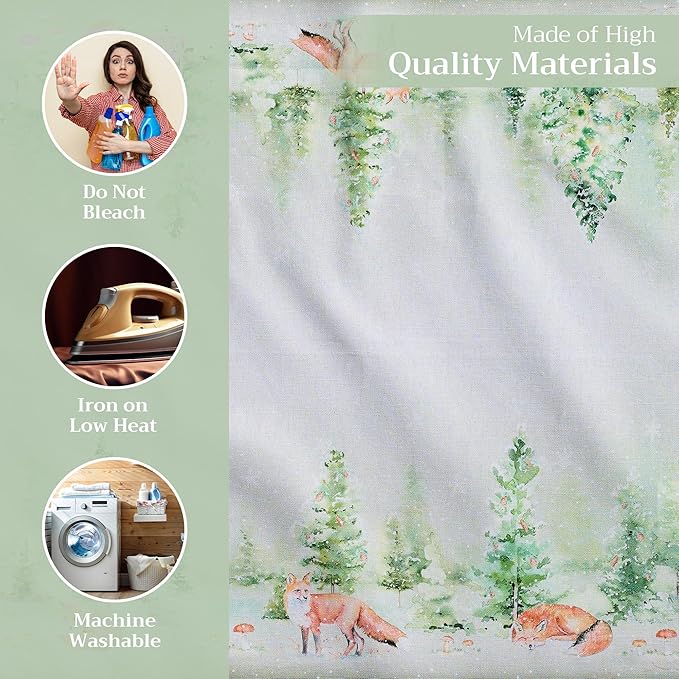 Maison d' Hermine Cloth Napkins Set of 4 100% Cotton for Thanksgiving Christmas Decorations Everyday Reusable Square Fall Napkins Cloth Washable Dinner Party (Winter Mornings, 20"x20")