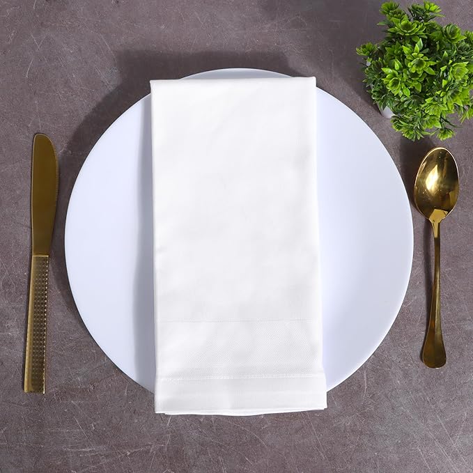 Fingercraft White Cloth Napkins Cotton High GSM Hotel Quality 20 in Oversized Set of 12 Stripe Easter Color